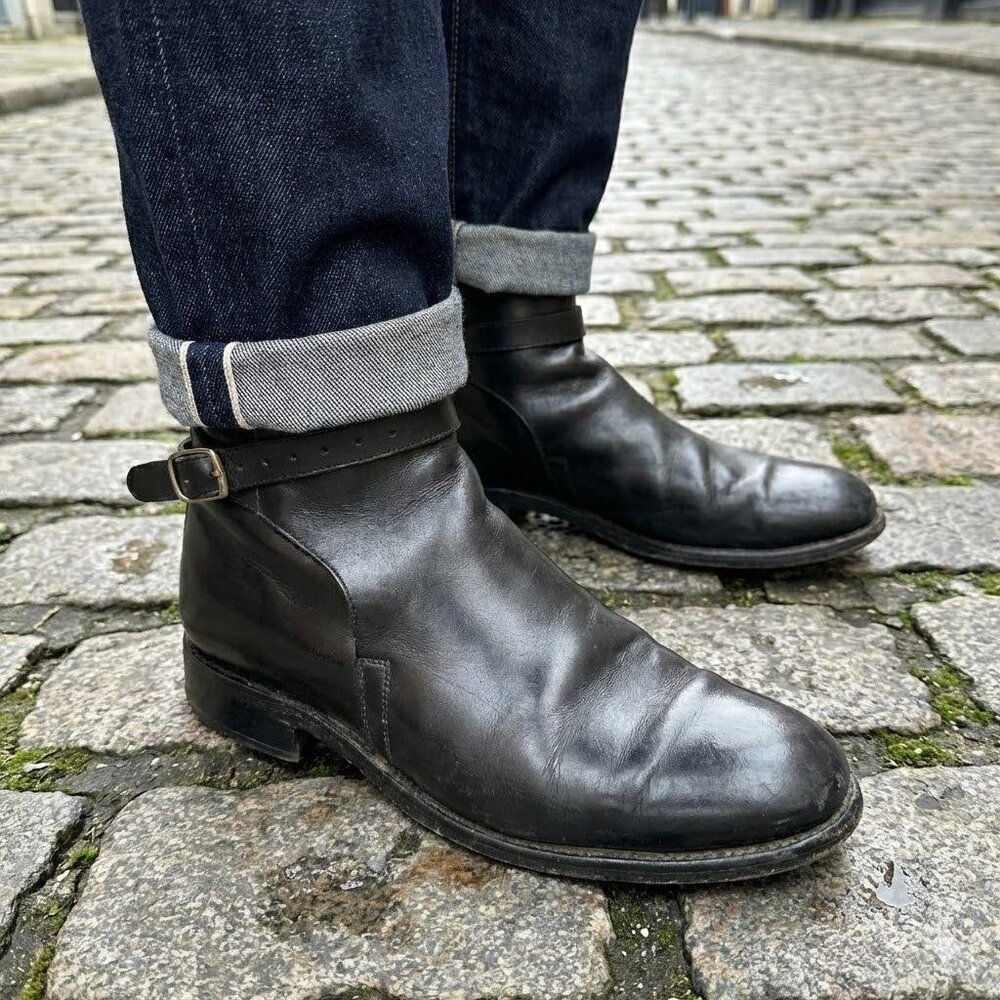 Mack James Jodhpur Boots Mens Size 9.5 Black Leather Strap Buckle Ankle Dress